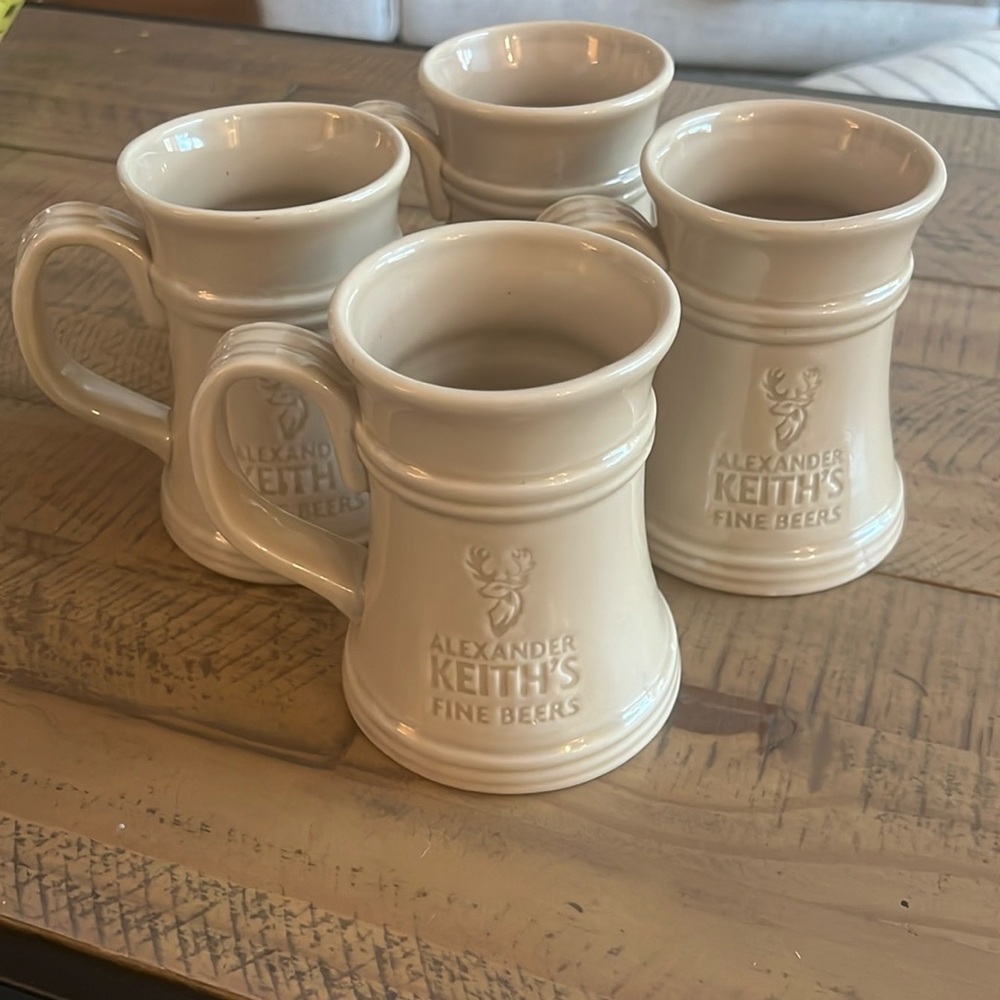 Set of 4 Alexander Keith's Fine Beers Ceramic Beer Mug 16 Oz - neutral stein